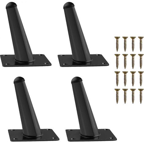 Verstellbare Möbelfüße aus goldfarbenem Metall, 30 cm (12 Zoll), schräge Füße im Mid-Century-Stil, Ersatzfüße für Schreibtisch, Bett, Schrank, Stuhl, Sofa, Hocker, Kommode – 10 cm (4 Zoll) – Schwarz