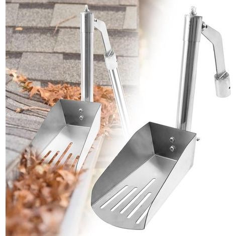 Nettoyeur de gouttières - Brosse de nettoyage de gouttières - Outil de nettoyage pour gouttières - Nettoyeur de gouttières en acier inoxydable - Brosse pour gouttières - Convient pour le nettoyage des (1/4)