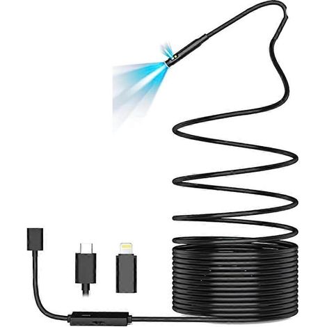 Endoskopische Inspektionskamera, 8 LEDs, wasserdichtes flexibles Kabel (IP67), kompatibel mit Inspektionsgeräten für Haushalt und Kfz. (1/5)