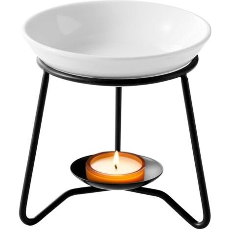 Brûleur à Huile Essentielle en Céramique en Métal, Brule Parfum avec Bol en Céramique, Bruleur Fondant pour Porte Bougie (1/5)