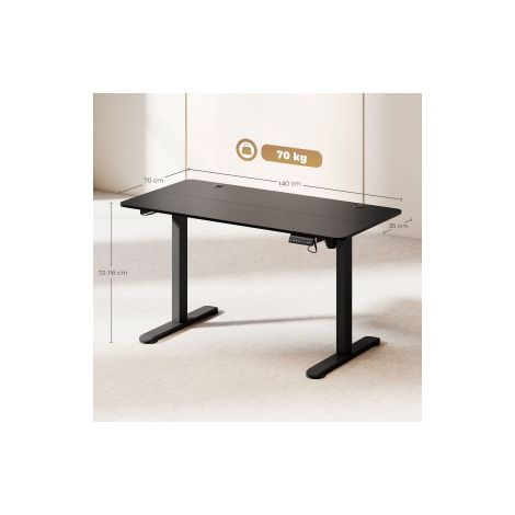 Bureau assis-debout électrique noir 140x70 cm avec hauteur réglable, mémoire (1/5)