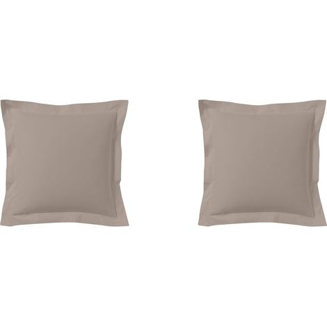 Lot de 2 taies d'oreillers percale lin 65x65 cm (1/2)