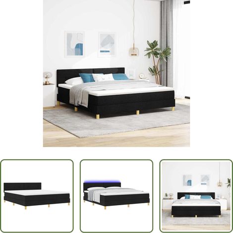 vidaXL Cama Box Spring LED con tiras LED Negro 180 x 200 cm tela (1/5)