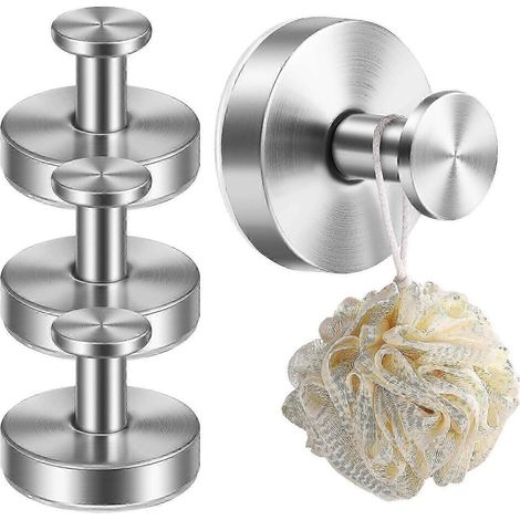 Crochets à ventouse pour porte-serviettes de salle de bain, couleur argent, 6 x 6 x 4,5 cm, installation facile, lot de 4 (1/5)