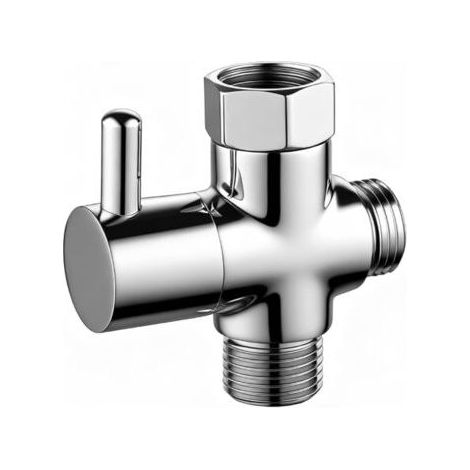 Robinet WC 3 Voies, Inverseur Douche, 1/2 Pouce Vanne Dérivation Bras Douche, Séparateur Pommeau Douche Laiton, G1/2 Remplacement Vanne Dérivation Douche Métal (1/5)