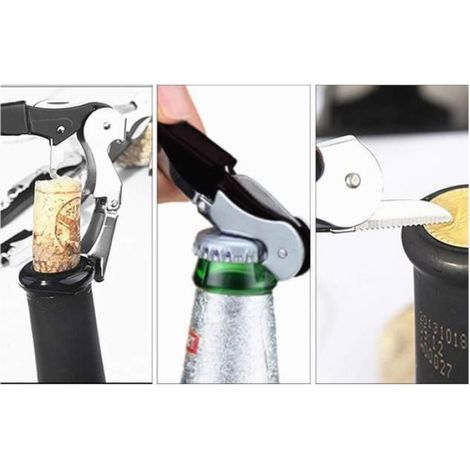 Tire-Bouchon - Acier Inoxydable - Pour Sommeliers et Serveurs - Usage Professionnel et Domestique - Lot de 5 (1/4)