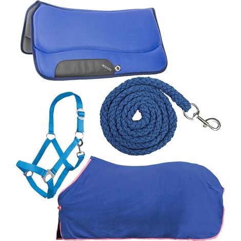cavezza pony, rosso: SET GRAN RISPARMIO 4 PEZZI sottosella western  più  coperta  più  lunghina  più  cavezza