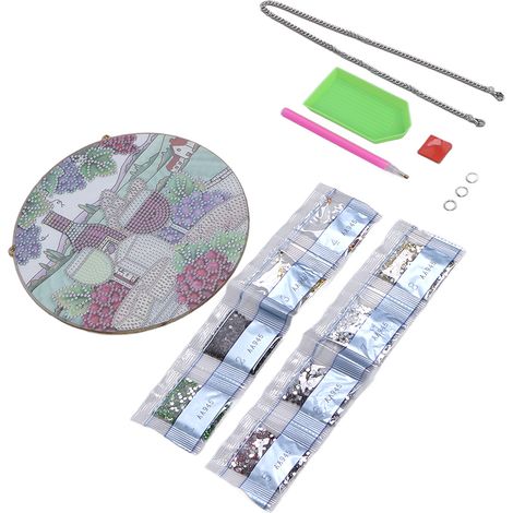 Kit DIY 5D Peinture Diamant Scintillant, Motif Vin et Pique-Nique, Décor Extérieur, Imperméable et Éclatant, Taille Unique (1/5)
