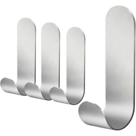4 ganci in acciaio inox, ganci autoadesivi, adatti per asciugamani, chiavi, casa, cucina, bagno, antiruggine e impermeabili - Crezuo (1/4)