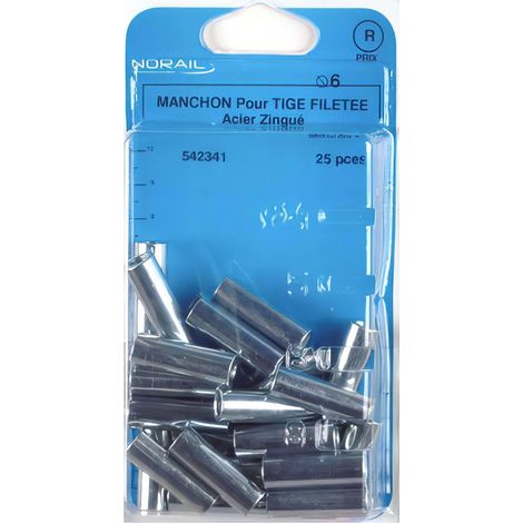 Blister de 25 manchons cylindriques 6 x 30 mm - Zingué - MANC0603002CP25
