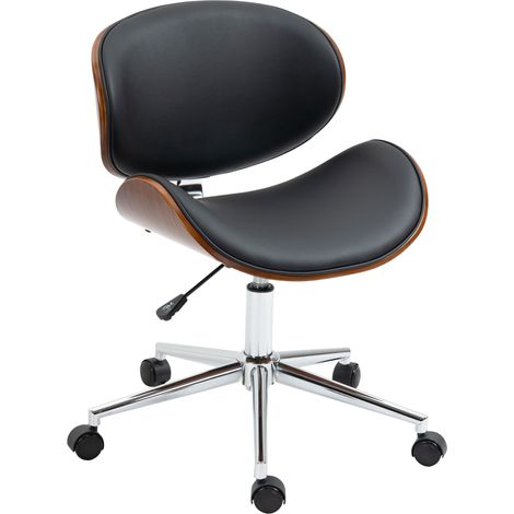Chaise bureau design vintage hauteur réglable pivotante 360° bois synthétique 53x53x77-87 cm