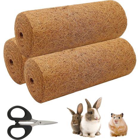 Lot de 3 tapis en fibres de noix de coco 100 % pour rongeurs 100 x 30 cm, absorbe les odeurs, pour lapins, lièvres et hamsters - Tapis en chanvre biodégradable (1/5)