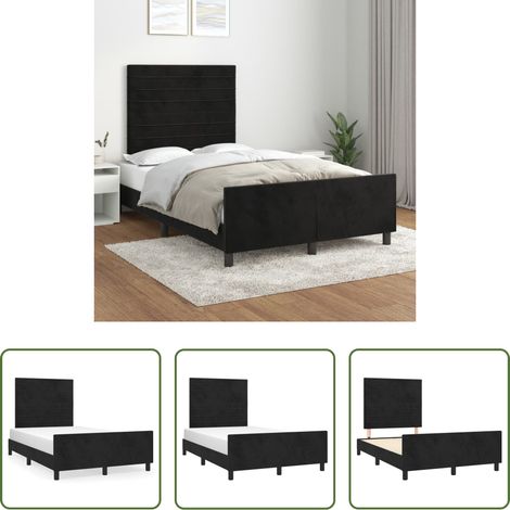 Kopfteil - Bettgestell ohne Matratze Schwarz 120x200 cm Samt (1/5)