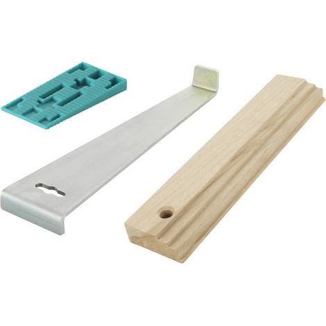 Wolfcraft – Guide ajusteur pour sols stratifiés – Set de 22 pièces – Tire-lame, cale de frappe et cales de dilatation en plastique