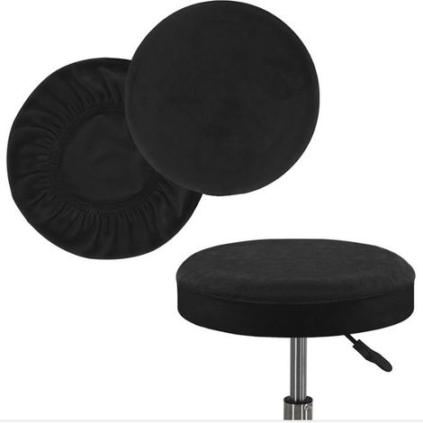 (noire) Housse de tabouret ronde30 36 cm, lot de 2, housse de tabouret ronde noire, housse de tabouret de bar, élastique, lavable, douce et durable, idéale pour la maison, le bar, le restaurant (1/4)