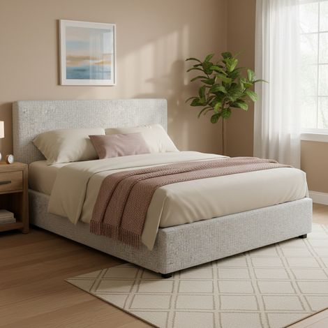 Letto Matrimoniale Worthing, Sfoderabile, Contenitore Made in Italy, Grigio Chiaro (1/4)