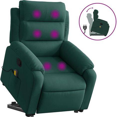 Maison Exclusive - Poltrona Alzapersona Reclinabile Verde Scuro in Velluto