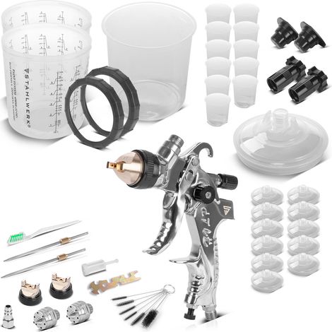 STAHLWERK Set di verniciatura con pistola HVLP con 25 tazze di miscelazione 650 ml (1/5)