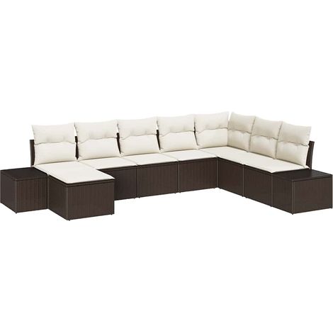 Maison Exclusive - Garten-Sofa-Set mit Kissen 8 pcs Braun und Cre