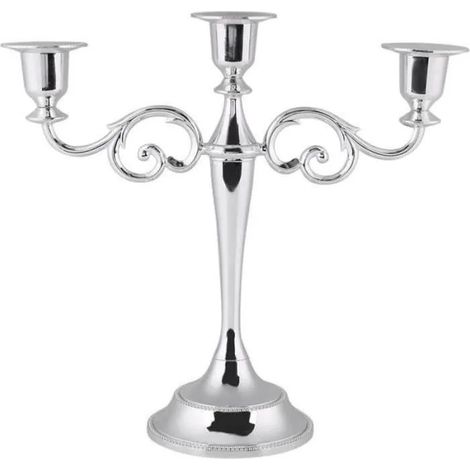 Candélabre à trois bras en métal, chandelier de style européen pour mariage et décoration de table. (1/4)