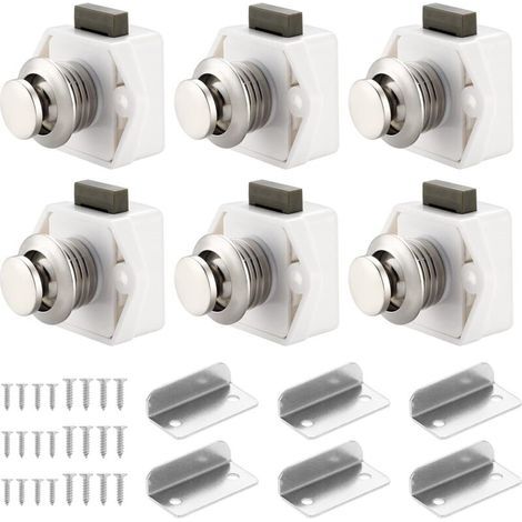 6 PCS Bouton Poussoir Loquet, Serrure Tiroir et Verrou Porte Placard, Loquet de Verrouillage de Porte Sans clé pour Camping-car, Yachts, Bateau, Caravane (1/4)