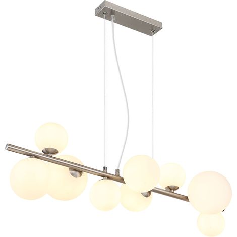 Globo - lámpara colgante - Riha - níquel - vidrio metal - gran