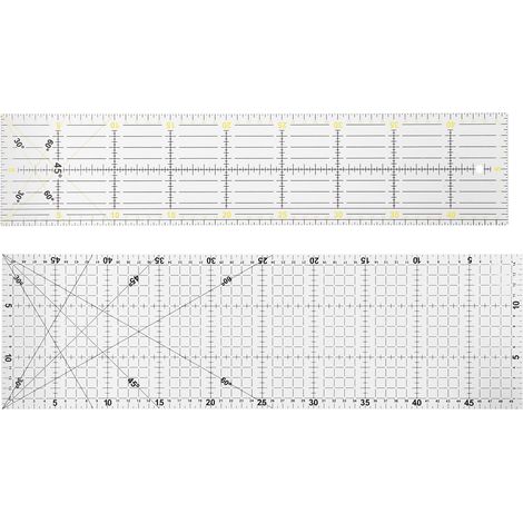 Ensemble de 2 règles pour patchwork, outil multifonctionnel de dessin et de traçage pour la mesure des proportions des processus de couture (1/5)