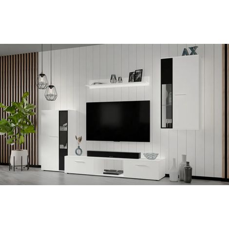 AX LIVING Hochwertige Wohnwand Formilo 240 cm – Modern  Weiß
