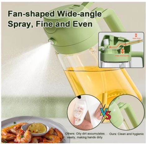 Spray Huile Cuisine 2 en 1 Pulverisateur Huile Cuisine 470ml Spray Huile Multifonctionnel Vaporisateur Huile dOlive Verre BEURRIER (1/4)