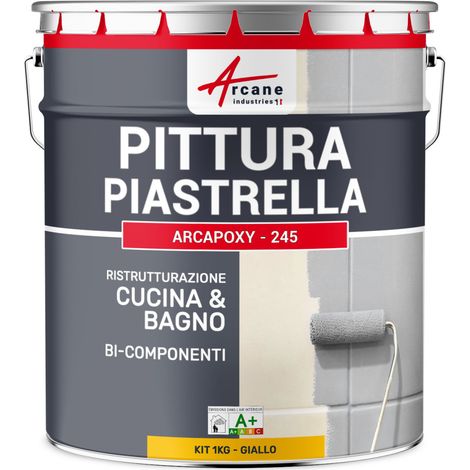 Vernice per piastrelle bagno e cucina - ARCAPOXY PIASTRELLE - 1 kg (fino a 10 m² in 2 strati) Giallo Traffico - RAL 1023 - ARCANE INDUSTRIES (1/5)