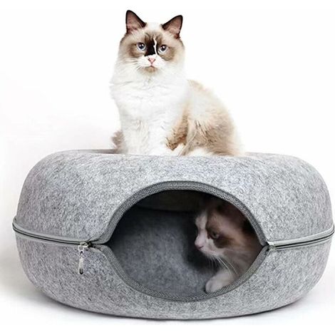 Tunnel per gatti, tunnel in feltro, giocattolo per gatti, cuccia per gatti, nido per gatti, design rotondo in feltro, cuccia per gatti per piccoli animali, conigli, gattini, cuccioli e cani