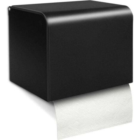 Wall Mounted Toilet Paper Holder and Waterproof Tissue Box, Dispenser and Roll Paper Holder, Matte Black (1/5)