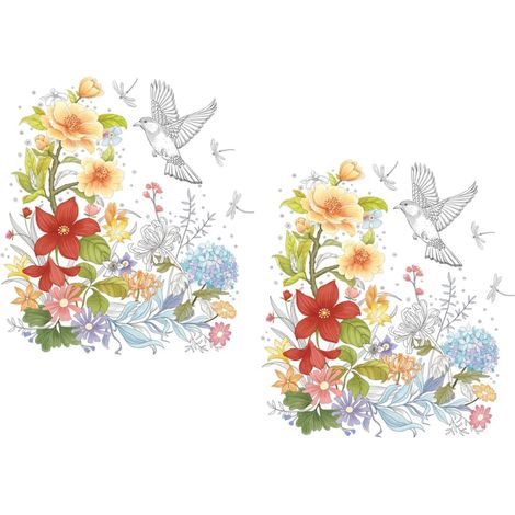 Autocollants pour Abattant de Toilettes Floraux, 2 Feuilles Auto-adhésives Imperméables, Décor Mural Amovible pour Salle de Bain (1/5)