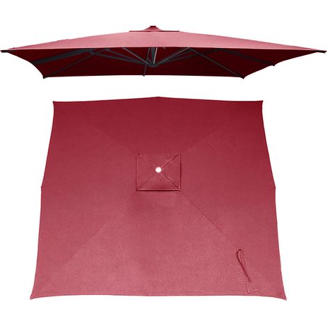 Toile de remplacement parasol déporté 3x3m polyester bordeaux anti-UV pour jardin et terrasse (1/4)