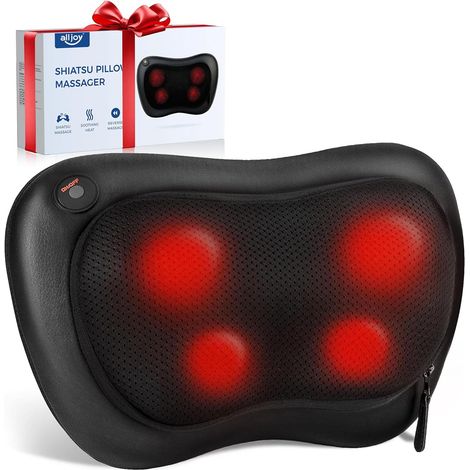 Masseur de Cou Cervical Shiatsu – Appareil de Massage Chauffant en Forme de Coussin, 4 Nœuds, 3 Vitesses, Ergonomique pour Soulager Nuque (1/5)