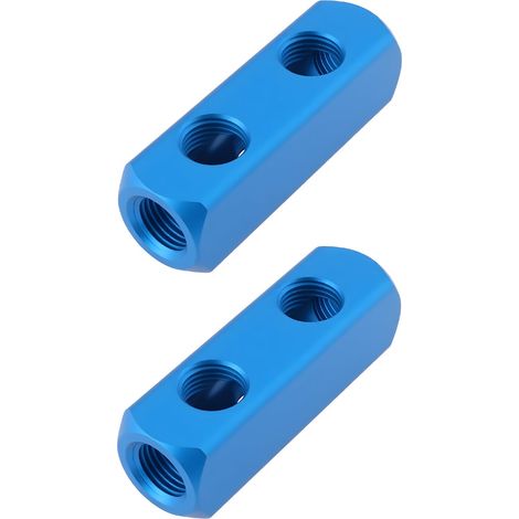 Lot de 2pcs Séparateurs de Compresseur d'air Filetage Femelle 1/4'' BSP Raccord Collecteur pour Compresseur d'air 2 Voies (1/5)