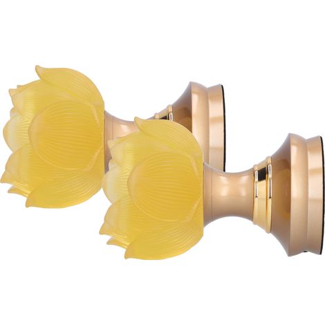 Lot de 2 lampes LED bouddhistes jaunes, motif Bouddha, réglables, avec fleurs, pour objets bouddhistes. Alimentation : prise UE 100-240 V. (1/5)