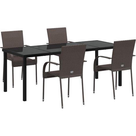 Maison Exclusive - Set da Pranzo per Giardino 5 pcs Marrone