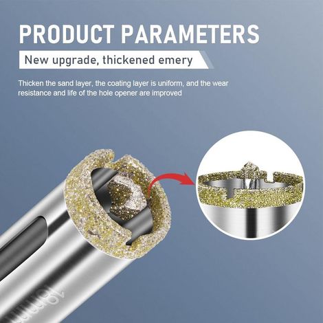 18-mm-Diamant-Lochsäge, Diamantbohrer mit zentraler Führung, Fliesenlochsäge mit Diamantbeschichtung zum Schneiden von Glas, Fliesen, Keramik, Marmor und Kalkstein (1/5)