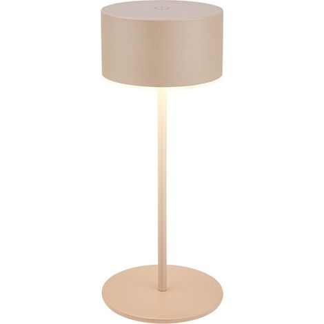 Briloner KIRA Lampada da tavolo senza fili IP44, dimmerabile, touch, batteria ricaricabile, protezione dagli spruzzi d'acqua, beige, Ø7,5 x 19 cm