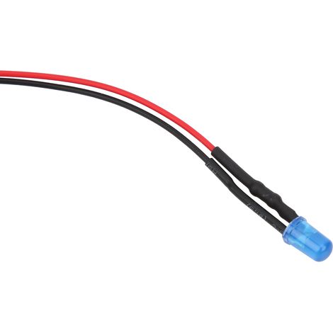 100 LED 12V avec fil, tête ronde, haute luminosité, perles LED à branchement direct, 20 cm de long, sortie bleue de 5 mm. (1/5)