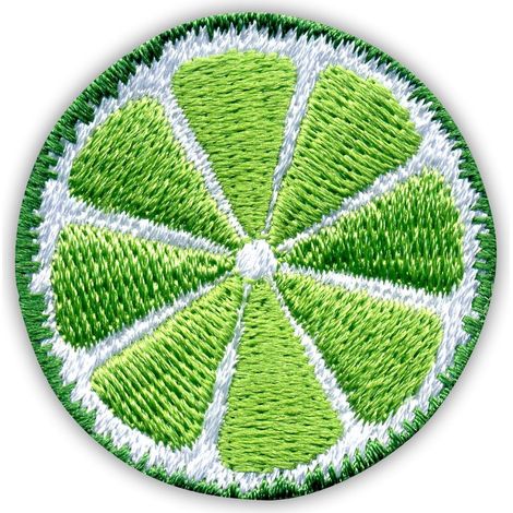 Aufnäher „Limettenscheibe“ – selbstklebende Rückseite – gestickter Aufnäher/Abzeichen/Emblem