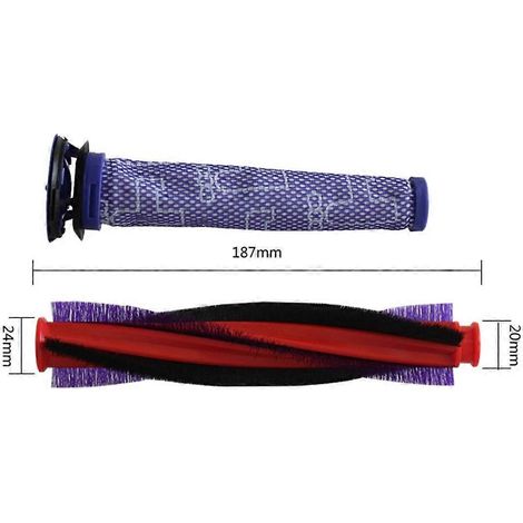 Brosse rotative avec filtre et turbine 185 mm/225 mm pour aspirateurs Dyson V6 Fluffy, V6 Animal, DC58, DC59, DC59 Animal Complete et DC59