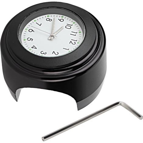Compteur Moto Guidon Fixation Montre Quartz Étanche Cadran Noir Blanc (1/5)