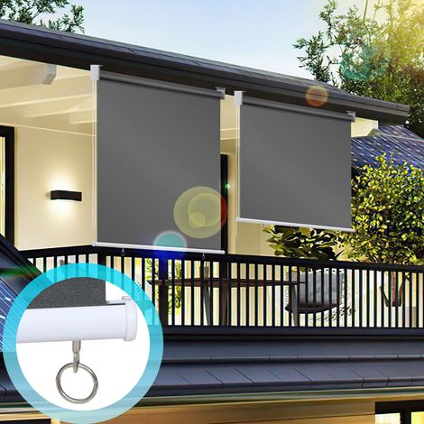 Jiubiaz Tenda Verticale Esterna 140x240 cm 2x per Balcone e Terrazza Protezione Solare Impermeabile 80% Grigio Scuro