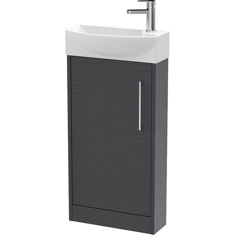Hudson Reed Juno Compact LH Floor Standing Vanity Unit and Basin 440mm Wide - Graphite Grey (1/5)