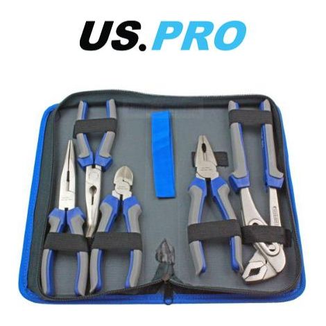 US PRO Plier Set 5pc Combination Long Bent Nose Side Cutters Waterpump 1821 (1/4)