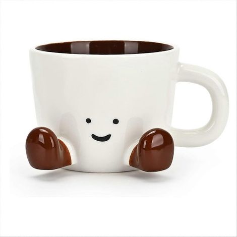 Kaffeetasse, hübsche und stylische Tasse für Frauen, 380 ml (12,8 oz) Keramiktasse für Kaffee/Tee, Geschenktasse fürs Büro, karamellfarben (1/5)
