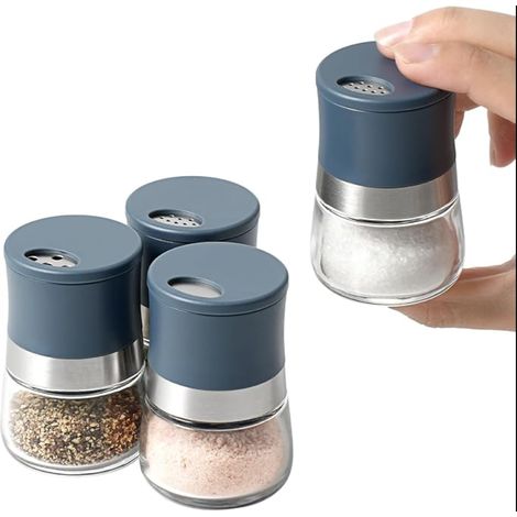 Mini set de Salière et Poivrière, avec becs Réglables, 2 Modèles, Matériaux, Distributeur d'épices, Bleu (1/5)