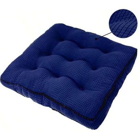 Cojín para silla de comedor, lavable, de nido de abeja, 45 x 45 cm, para interior y exterior (azul oscuro) (1/5)